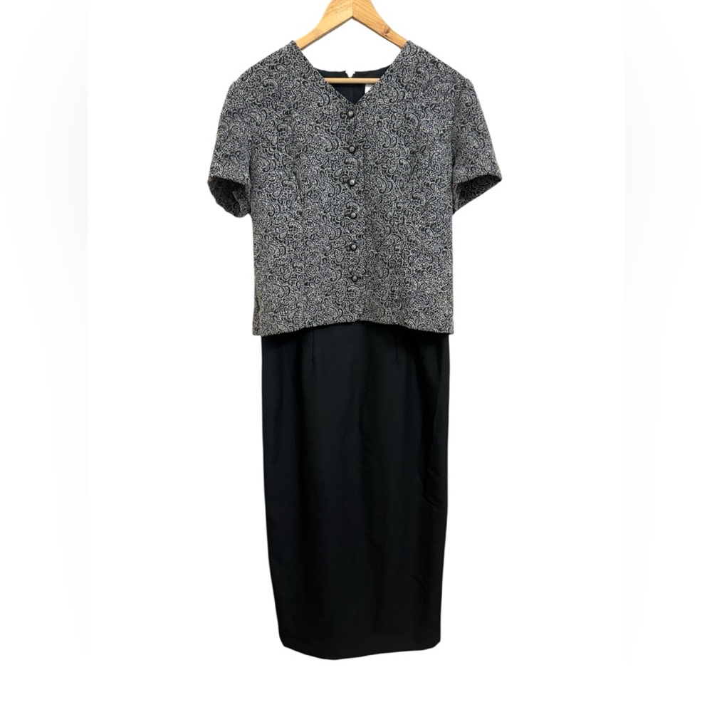 Vintage Black and Gray Paisley Dress Set